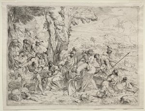 Laban søker etter idoler i Rachels bagasje, ca. 1635. av Giovanni Benedetto Castiglione