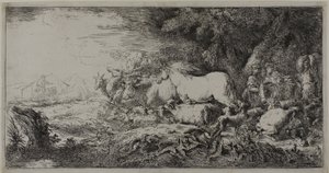 Noah og dyrene som går inn i arken av Giovanni Benedetto Castiglione