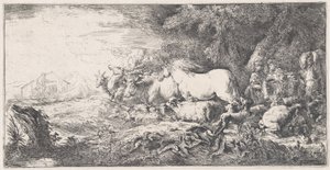 Noah og dyrene som går inn i arken, ca. 1650-55.
