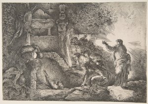 Oppdragelsen av Lasarus, 1645-1650. av Giovanni Benedetto Castiglione