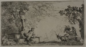 Satyr hviler under en Herm av Giovanni Benedetto Castiglione