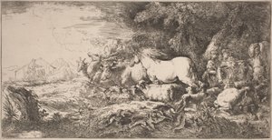 Dyrene som går mot arken av Giovanni Benedetto Castiglione