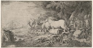 Dyrene som går mot arken av Giovanni Benedetto Castiglione