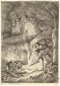 Likene til de hellige Peter og Paul skjult i katakombene av Giovanni Benedetto Castiglione