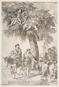 Den hellige familie på flukt til Egypt, ca. 1647. av Giovanni Benedetto Castiglione