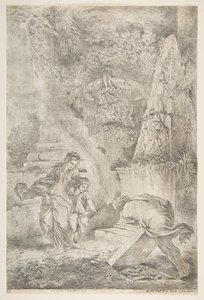 Theseus finner farens armer, 1645 publisert 1648. av Giovanni Benedetto Castiglione