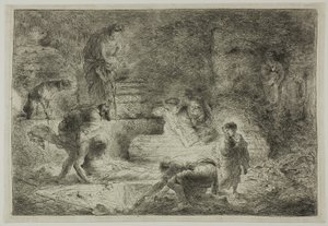 Tobit begraver de døde av Giovanni Benedetto Castiglione