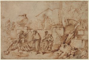 Tobit begraver de døde av Giovanni Benedetto Castiglione