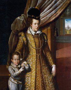 Portrett av Joanna av Østerrike, storhertuginne av Toscana, av Giovanni Bizzelli, maleri av Giovanni Bizzelli