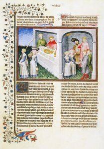 Madonna Dianora lover seg selv til Messer Ansaldo for hage; Messer Ansaldo ansetter necromancer og gir hagen hennes; Madonna Dianora forteller ektemannen Gilberto om løftet hennes, og han tilgir henne