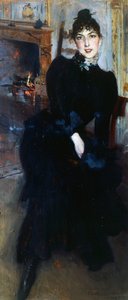Alaide Banti ved peisen (olje på panel) av Giovanni Boldini