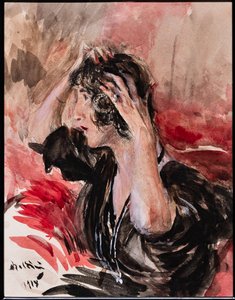 Jente som ser seg selv i speilet av Giovanni Boldini