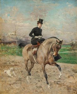 Rytter. Alice Régnault til hest, 1878.