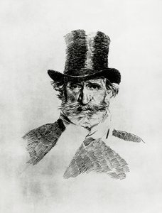 Portrett av Giuseppe Verdi (1813-1901), italiensk komponist, tegning av Giovanni Boldini (1842-1931) av Giovanni Boldini