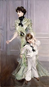 Portrett av Madame Hugo og hennes sønn, 1924 av Giovanni Boldini