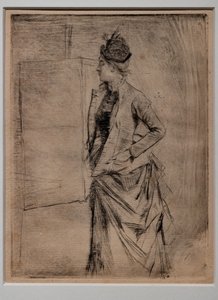 Portrett av en stående ung kvinne i profil (Besøket) av Giovanni Boldini
