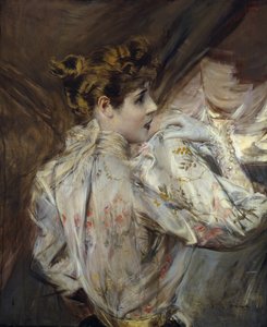 Portrett av en ung kvinne i profil Eleonora Duse, ca. 1895.