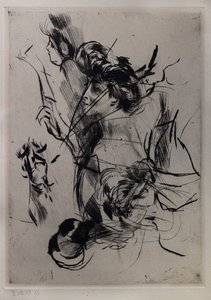 Portrett av en ung kvinne med figurer av Giovanni Boldini
