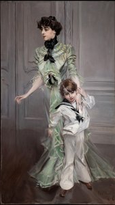 Portrett av fru Hugo og hennes sønn, 1898. av Giovanni Boldini