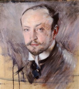 Selvportrett, sett forfra av Giovanni Boldini (1842-1931), olje på lerret av Giovanni Boldini