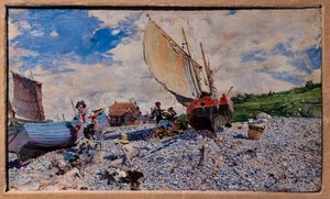 Stranden ved Etretat av Giovanni Boldini