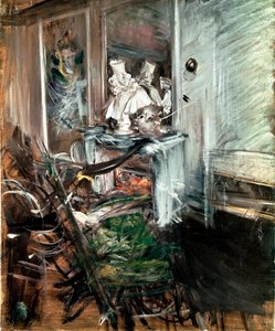 "Kardinalen" av Bernini i malerens rom. Maleri av Giovanni Boldini (1842-1931) ca. 1899. Olje på lerret. Mål: 53x46cm. Pistoia, Boldini-samlingen av Giovanni Boldini