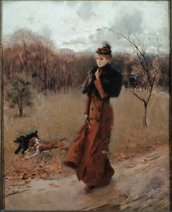 The Walk to the Park i Napoli (olje på lerret) av Giovanni Boldini