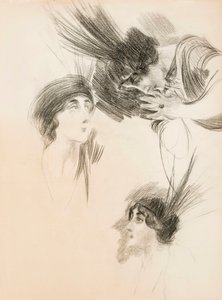 Tre studier for Portrettet av Dora di Rudinì Labouchere. av Giovanni Boldini