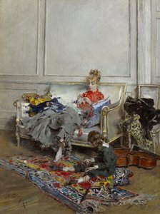 Ung kvinne hekler, 1875 av Giovanni Boldini