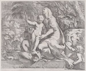 En allegori om resten på flukten til Egypt, 1650-55. av Giovanni Cesare Testa