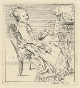 En sittende ung kvinne som holder et brev av Giovanni David