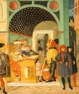 Historier om Susanne, rundt 1450, høyre side av malt bryst av Giovanni di Ser Giovanni, kjent som Lo Scheggia (1406-1486), tempera på panel, detalj