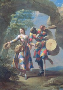 En harlekin på vei tilbake fra krigen, ca. 1742