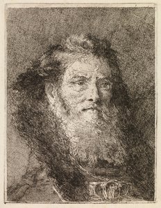Barhodet mann vendt mot høyre av Giovanni Domenico Tiepolo