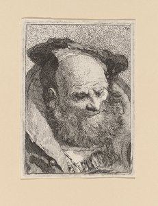Skjeggete gammel mann, fra Raccolta di Teste (samling av hoder) av Giovanni Domenico Tiepolo