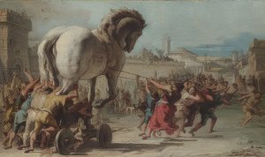 Prosesjonen av den trojanske hesten til Troja. Rundt 1760