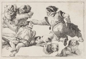 Dverger og hunder av Giovanni Domenico Tiepolo