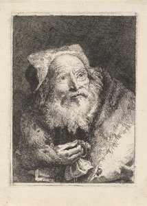 Eldre mann med et armbånd, fra Raccolta di Teste (Hodersamling) av Giovanni Domenico Tiepolo