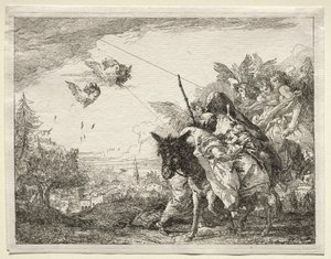 Flyvning til Egypt: Joseph pauser for å se på spedbarnet Kristus av Giovanni Domenico Tiepolo