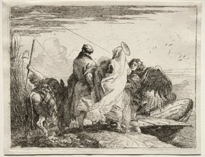 Flyvning til Egypt: Den hellige familie forlater kysten av Giovanni Domenico Tiepolo