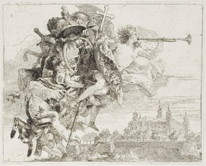 Frontispice: Armene til Carl Philipp von Greiffenklau båret opp av en engel, fra flukten til Egypt av Giovanni Domenico Tiepolo