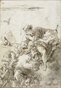 Gud Faderen støttet av engler i skyene, I av Giovanni Domenico Tiepolo