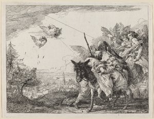 Joseph, stående, forguder barnet av Giovanni Domenico Tiepolo