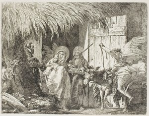 Joseph and Mary Seeking Shelter, plate fem fra The Flight into Egypt av Giovanni Domenico Tiepolo