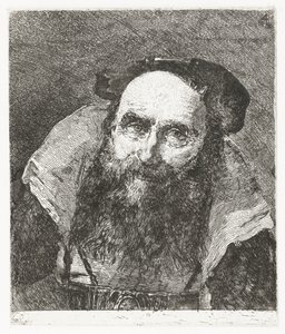 smilende gammel mann Samling av hoder (serietittel) Raccolta di Teste (serietittel) av Giovanni Domenico Tiepolo