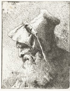 Mann med skjegg og hatt Samling av hoder (serietittel) Raccolta di Teste (serietittel) av Giovanni Domenico Tiepolo