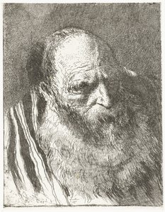 Mann med skjegg i stripet kappe Samling av hoder (serietittel) Raccolta di Teste (serietittel) av Giovanni Domenico Tiepolo