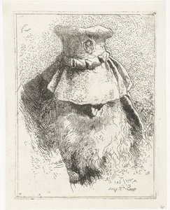 Mann med bøyd hode og stor hatt Samling av hoder (serietittel) Raccolta di Teste (serietittel) av Giovanni Domenico Tiepolo