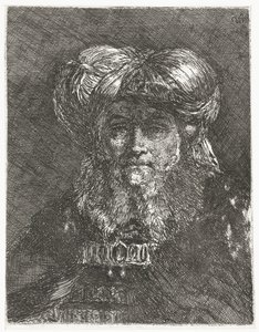 Mann med stor turban Samling av hoder (serietittel) Raccolta di Teste (serietittel) av Giovanni Domenico Tiepolo