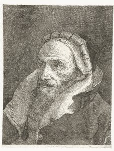 Mann med høy dreiet kappekrage Samling av hoder (serietittel) Raccolta di Teste (serietittel) av Giovanni Domenico Tiepolo